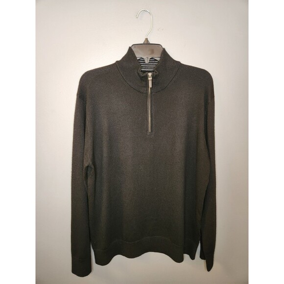 UNTUCKit Sweater Men's L Black‎ 1/4 Zip 100% Extra Fine Merino Wool Belguardo - Picture 2 of 6